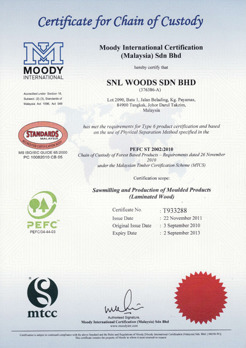 SNL Woods - Accreditation Certificates